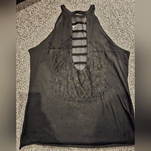 Affliction Black tank with gem cut outs size XL never worn